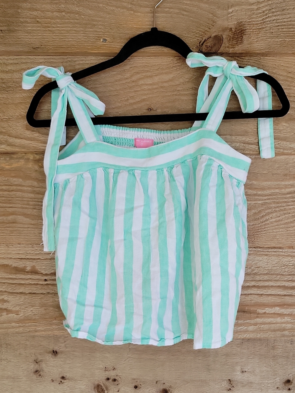 Stoney Clover Lane XSmall Mint & White Striped Tie-Shoulder Tank Top